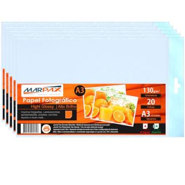 Imagem de Papel Fotográfico A3 130g Brilhante 297x420mm Marpax 800Fls