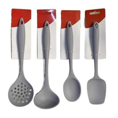 Imagem de Kit Utensílios de Silicone Para Cozinha Cinza 4 Peças(Cinza)