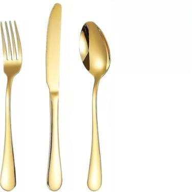 Imagem de Kit 36 Talheres Aço Inox Stainless Steel Mesa Posta Garfo Faca Colher Dourado(Dourados (Kit 36))