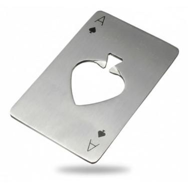 Imagem de Abridor de Garrafa Formato Carta de Baralho em Aço Inoxidável Portátil, Compacto, Resistente, Estilo Poker Ideal para Churrasco, Viagens, Bar em Casa.