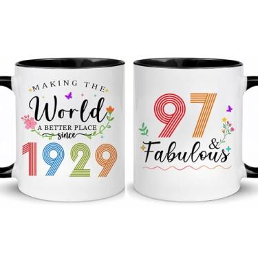 Imagem de Choinn 1929 Presentes de aniversário de 97 anos para mulheres e homens, presente de aniversário de 97 anos, caneca de café para mãe, pai, avó, vovô, ideias de presentes de aniversário de 97 anos, Dia