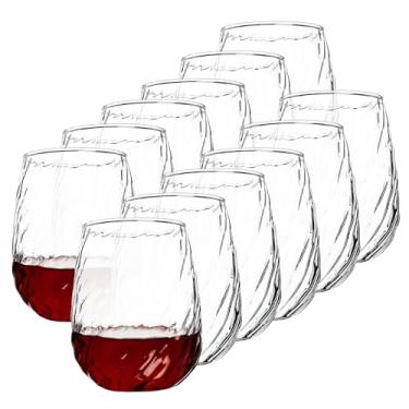 Imagem de UMEIED Conjunto de 12 taças de vinho sem haste de 500 ml, taças de vinho vermelhas/brancas, conjunto de vidro transparente para vinho tinto/branco, lavável na lava-louças, ideal para uso diário, bar