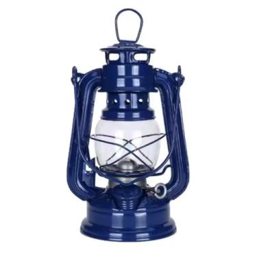 Imagem de Lampião, Lanterna, Lâmpada, Luminária a Querosene Óleo Rústico Vintage Retrô para Sítio Decoração Pesca. (Azul)