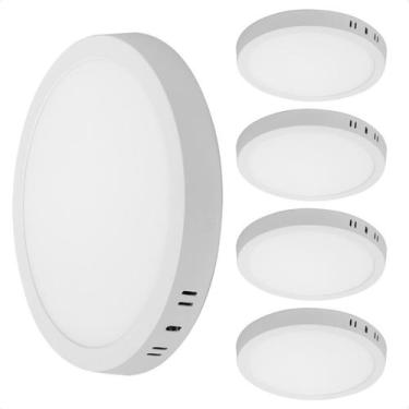 Imagem de Kit 5 Painel Led Redondo Sobrepor 12W Bivolt Taschibra 6500K
