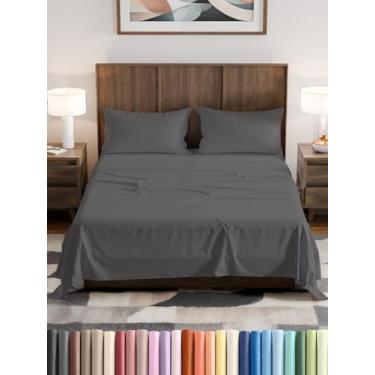 Imagem de Jogo de cama Olympic Queen, 166 x 203 cm - Lençóis de luxo para trailers olímpicos Queen - Cabe entre colchões de 35,5 a 40,6 cm com bolsos profundos - Confortável, respirável e refrescante - Roupa de
