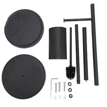 Imagem de Suporte de papel higiênico de aço inoxidável para chão Suporte de rolo de tecido com suporte de escova para banheiro Cozinha Casa Durável à prova de ferrugem Bandeja superior de