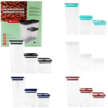 Imagem de Recipientes hermeticos, plastico duravel para guardar alimentos, embalagem de cozinha, colorida