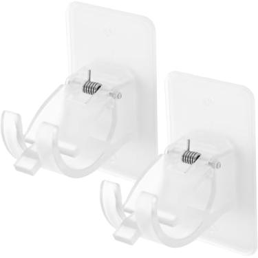 Imagem de Cabilock 2 conjuntos de varões de cortina industriais sem suportes de broca, ganchos adesivos para banheiro e cozinha