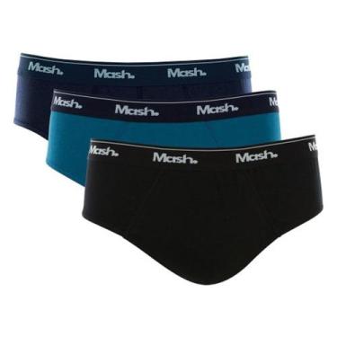 Imagem de Kit C/ 3 Cuecas Mash Slip 100% Algodão - 010.04, Az11, Azul, G