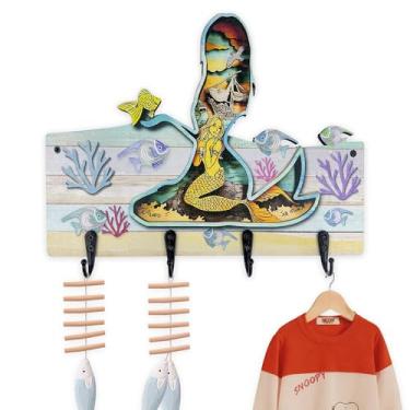 Imagem de Midrean Cabide de madeira para berçário, cabideiro, suporte de parede, ganchos de parede fofos para quarto, entrada, chapéus, toalhas, chaves e roupas
