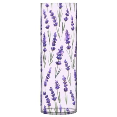 Imagem de JUZIHAI Vaso de lavanda aquarela para flores 9,9 cm x 30 cm cilindro de plástico moderno vaso de flores para centro de mesa de casamento decoração de casa