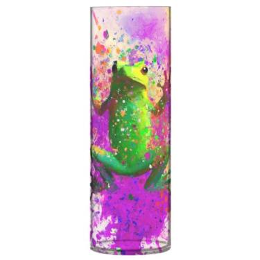 Imagem de JUZIHAI Vaso de sapo neon para flores, 9,9 cm x 30 cm, cilindro de plástico, moderno, vaso de flores para centro de mesa de casamento, decoração de casa