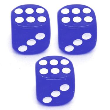 Imagem de Kit 3 Dados Azul 6 Lados 1mm Orixás Umbanda Erê Iemanjá - flash