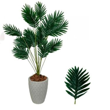 Imagem de Palmeira Artificial Decorativa 1,15m com Vaso – Planta Artificial Realista para Sala, Escritório e Ambientes Internos(Vaso Cinza + Palmeira)
