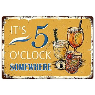 Imagem de ZUGUBAQ Placas De Lata Vintage Para Decoração Parede, São 5 Horas, Em Algum Lugar, Placa Metal Retrô Áreas Internas E Externas, Casa, Praia, Jardim, Banheira, Bar, Fazenda, Café, Portão, Cerca, Deco