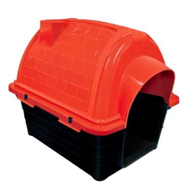 Imagem de Casinha Pet para Cachorro de Raças Pequenas, Vermelha e Preta, Plástico Resistente