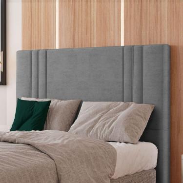 Imagem de Cabeceira Estofada Casal 140 Cm Diamante Veludo Cinza