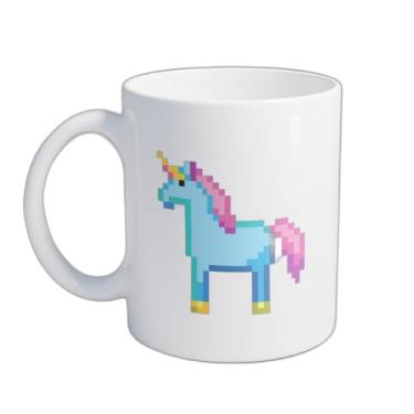 Imagem de Caneca Xícara de Café Porcelana 300ml Unicórnio Pixel Art Colorido