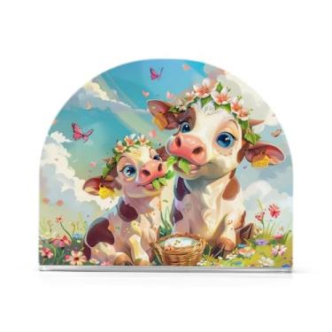 Imagem de Dispensador de guardanapos de vaca arco-íris fofo, suporte de guardanapo de coquetel de acrílico suporte de guardanapo de papel para cozinha restaurante piquenique