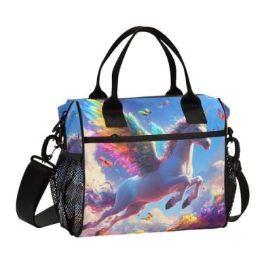 Imagem de ODAWA Lancheira feminina azul unicórnio mágico para trabalho, lancheiras reutilizáveis