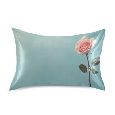 Imagem de Wassud Fronha de cetim rosa para cabelo e pele fronhas de seda lisa tamanho padrão capas de travesseiro respiráveis com fecho de envelope