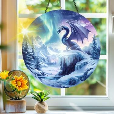 Imagem de Apanhador de sol de acrílico colorido, apanhadores de sol, decoração de janela suspensa de dragão aurora, arte de parede de arco-íris, para varanda, interior e exterior, jardim, enfeites de Natal