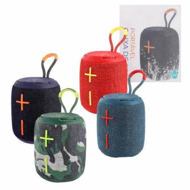 Imagem de Caixa de Som Bluetooth Portátil 7W Resistente à Água com LED Decorativo – Entrada USB, Cartão de Memória e Auxiliar, Bateria Recarregável (CAMUFLADO)