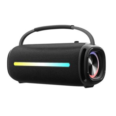 Imagem de ECPAUTECH Alto-falante portátil com luzes coloridas piscando para atividades ao ar livre, festa, casa, viagens (preto)