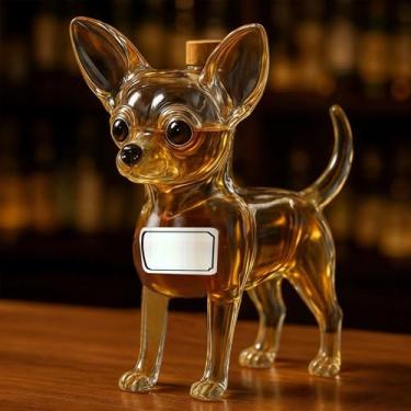 Imagem de Decantador de uísque Chihuahua de 283 g feito à mão, garrafa de vinho vazia, 3D, divertida, para cães, para armazenamento de bebidas alcoólicas, decoração de festa de Natal, presente para homens