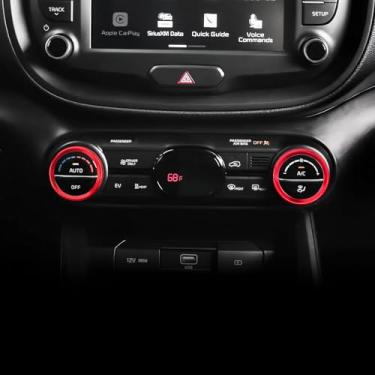 Imagem de JUIVEEL 2 peças de alumínio para botão de ar condicionado, capa de botão de controle central A/C, proteção de botão compatível com acessórios Kia Soul 2020-2025 (vermelho)