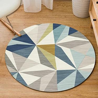 Imagem de Tapete redondo macio moderno para quarto, sala de estar, sala de estudo, mesa de centro, interior e exterior, estilo moderno, tapete curto de pelúcia, A, diâmetro 100 cm