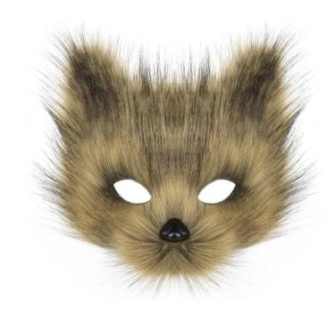 Imagem de hbbhml Máscara animal de lobo raposa festa de Halloween cosplay adereços de pelúcia gato meias máscaras carnaval natal baile de máscaras