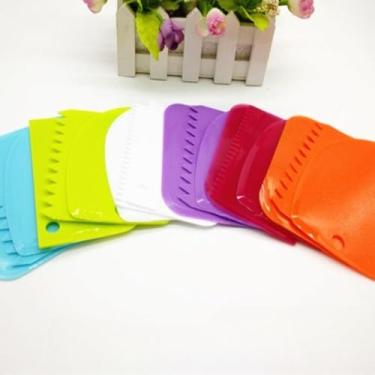 Imagem de 3 peças/conjunto útil de massa de plástico para cobertura de fondant, raspador de bolo, ferramentas de pastelaria, simples, lisas e irregulares (roxo)