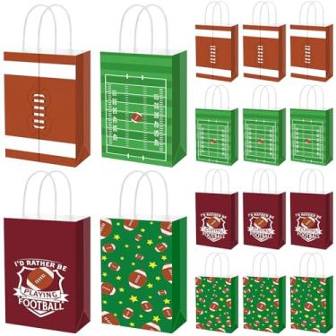 Imagem de Eaasty 16 sacos de presente de futebol com alça, 4 estilos de sacos de presente de papel de futebol para petiscos, doces, esportes, aniversário, artigos de lembrancinha de festa