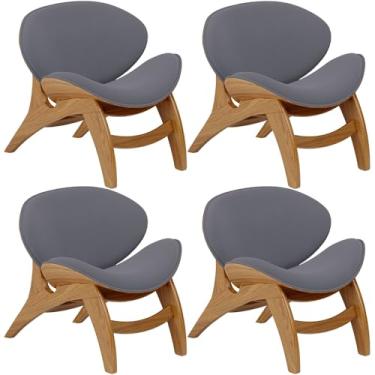 Imagem de Kit 4 Poltronas Decorativa Orgânica Sala Living Kadosh L02 Suede Cinza - Lyam Decor