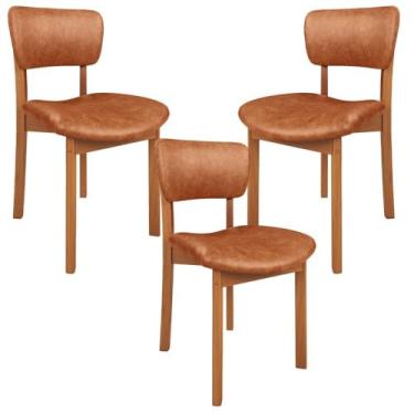 Imagem de Kit 03 Cadeiras Para Sala de Jantar Cozinha Living Estofada Dara L02 Couríssimo Camel - Lyam Decor
