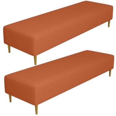 Imagem de Kit 02 Puffs Decorativo Sala de Estar Bali W01 Pés Palito 190x60cm Tecido Terracota - Lyam Decor