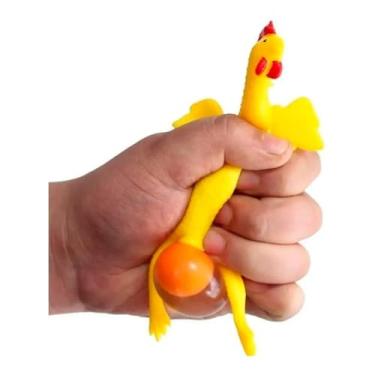 Imagem de Chaveiro Galinha Squishy Fidget Toy de Apertar com Ovo – Antiestresse, Alívio da Ansiedade, Brinquedo Sensorial para Crianças e Adultos
