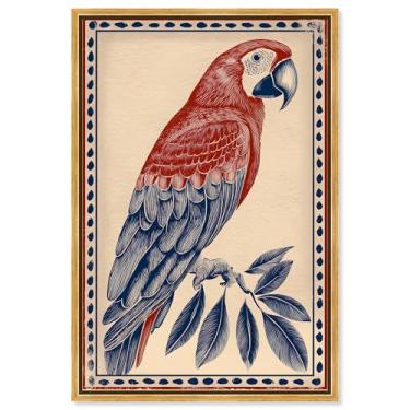 Imagem de Arte de parede costeira com impressão em tela Stately Macaw I da Art Remedy, moldura dourada, 40,6 x 61,8 cm