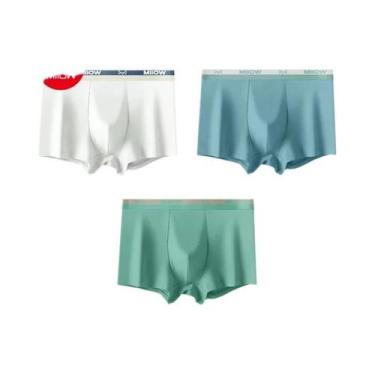 Imagem de Cuecas Boxer Masculinas De Algodão Para Outono Inverno 3 Peças Antibac