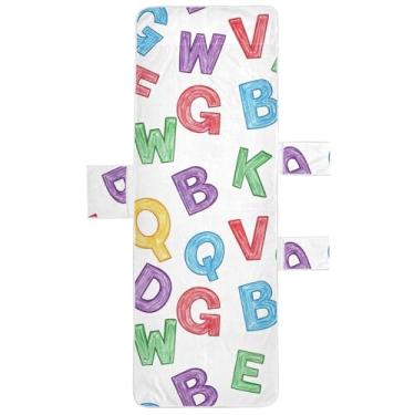 Imagem de Alfabeto colorido branco capas de espreguiçadeira toalha de cadeira piscina lounge capas de cadeira de praia espreguiçadeira de praia 215,9 cm x 76,2 cm