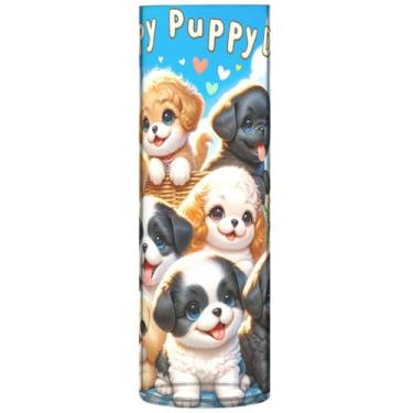 Imagem de Vaso cilíndrico buquê de flores, cachorros fofos, cachorrinhos felizes, vasos grandes de outono, de plástico, personalizado, exclusivo, decoração de flores modernas, 30 x 9,9 cm