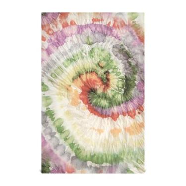 Imagem de Conjunto de toalha de prato de cozinha vintage espiral tie dye espiral decorativo bonito chá toalha de mão pano de limpeza absorvente secagem rápida 45 x 71 cm, 1 pacote