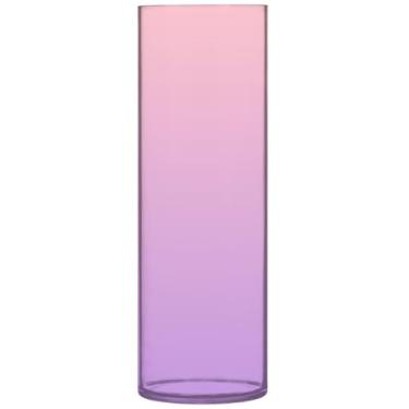 Imagem de Vaso de flor de cilindro gradiente lavanda rosa blush para mesa bonito vaso alto plástico personalizado floral decoração de outono estética, 30 cm x 9,9 cm
