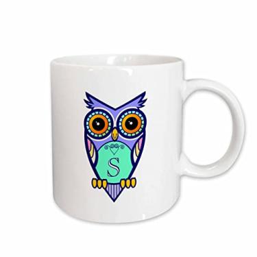 Imagem de 3dRose mug_241080_2 Caneca fofa de coruja em rosa turquesa e lavanda, 425 g
