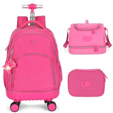 Imagem de Mochila Infantil Rodinha Up4You 360 Graus com Lancheira e Estojo 100 Pens Rosa