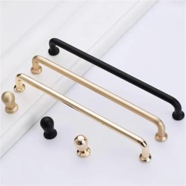 Imagem de HTNAFONI Puxadores e puxadores de armário escovados de cobre de liga de zinco puxadores de porta de armário de cozinha ferragens de móveis 1 peça (puxador escovado de cobre)