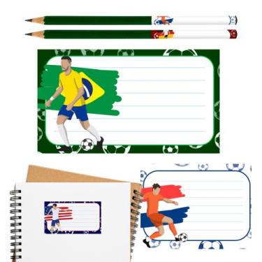 Imagem de Etiqueta Escolar Adesiva Personagens Volta as Aulas - SignMaq, Futebol