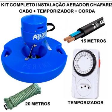 Imagem de Kit Aerador Chafariz Piscicultura Tanques e Lagos Peixes 0,5cv Cabo Te