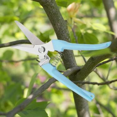 Imagem de Tesoura de jardim de aço inoxidável de lâmina reta azul aparador de galhos premium com cabo ergonômico de polipropileno